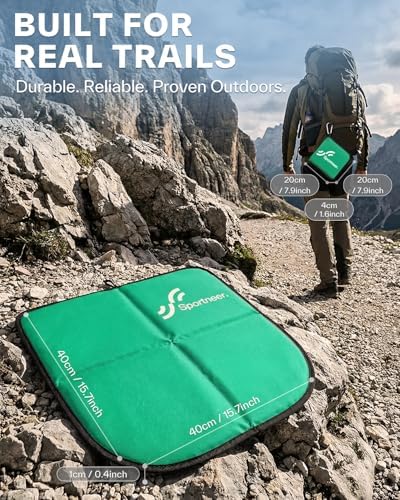 Sportneer Sitting Pad, Lightweight Waterproof Folding Seat Pad for Backpacking, 15.75'' x 15.75'' Portable Camping Seat Mat for Hiking, Picnics & Outdoor Use