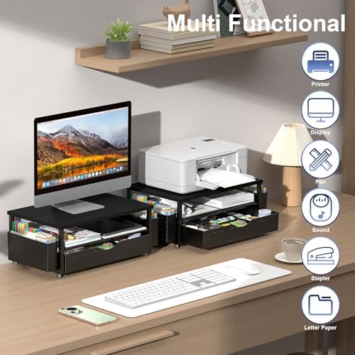 Spacrea Desk Organizers and Accessories, Printer Stand with Storage, Black