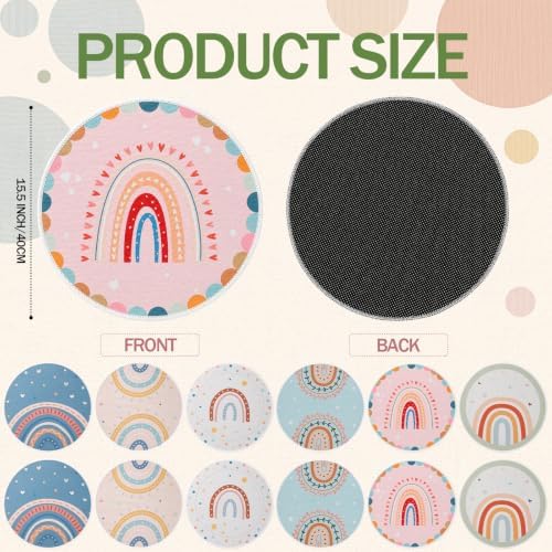Coume 12 Pcs Round Carpet Seats for Classroom 15.5 Inch Circle Shaped Classroom Rug Floor Mat Floor Cushions Group Activity Spots Marker for Teaching and Playroom