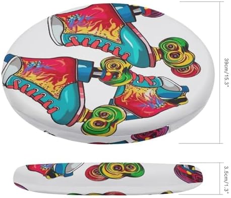 Colorful Roller Skates Round Memory Foam Seat Cushion with Removable Polyester Cover, Soft Breathable Slow Rebound Comfort Chair Pad for Dining Office Patio Kitchen and Home Furniture