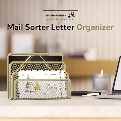 Mail Organizer Countertop for Desk, Mail File Holder with 3-Slot, Yellow