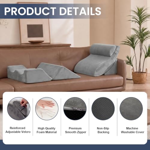 WSOFRALC 5PCS Orthopedic Wedge Pillow Set for After Surgery