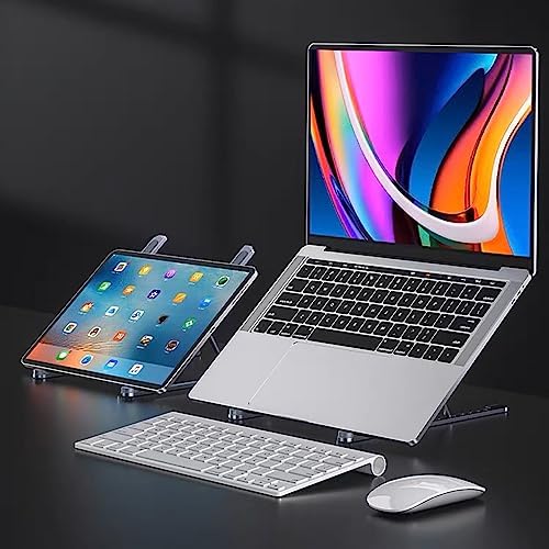 KLAQQED Portable Aluminum Laptop & Phone Stand, Adjustable, Foldable, Ergonomic, for MacBook, iPad, Tablets & Smartphones, Office Desk Accessories