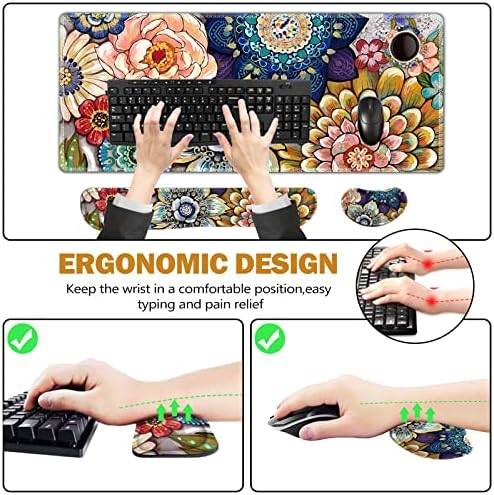 ToLuLu Extended Gaming Mouse Pad, Ergonomic Keyboard Mouse Wrist Rest Set