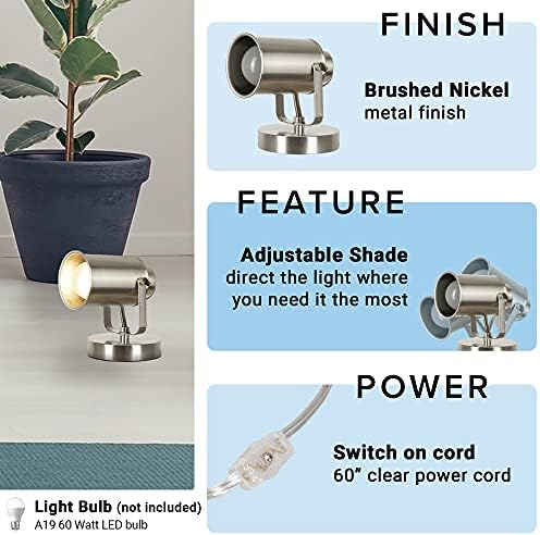 Catalina Lighting 18775-015 Modern Multipurpose Spotlight Desk or Wall Mount Accent Lamp, 6", Brushed Nickel