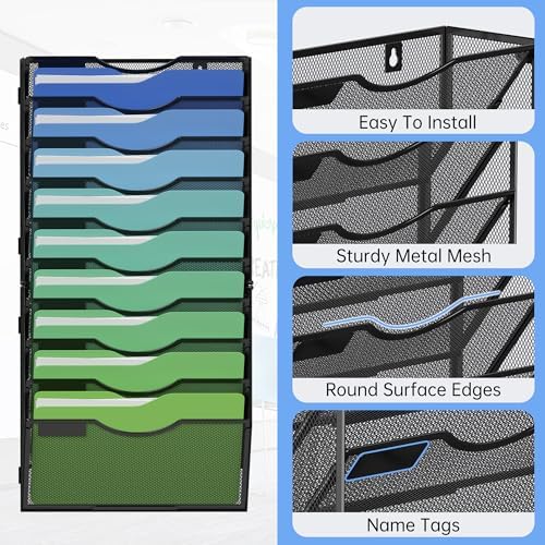 Kuntine.B Wall File Organizer Office Hanging Magazine Holder Wall File Organizer for Office Home