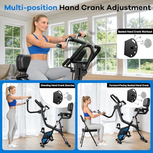 pooboo Folding Magnetic X‑Bike, Upright Exercise Bike for Home Gym