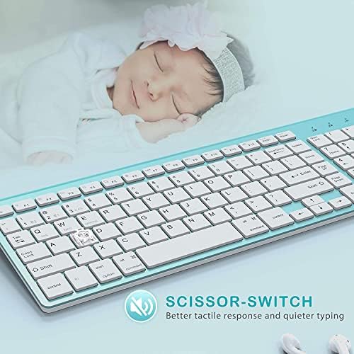 JOYACCESS Wireless Bluetooth Keyboard for Mac,Ergonomic Multi-Device Keyboard with Number Pad, Compatible with MacBook Pro/Air, iMac,iPhone,iPad, iOS, Android, Windows, Turquoise