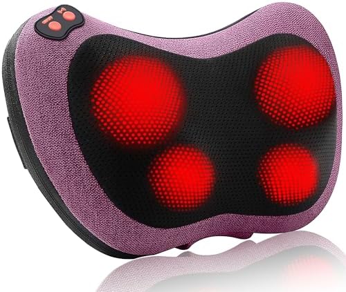 Papillon Back Massager with Heat,Shiatsu Pillow for Body Pain Relief Purple