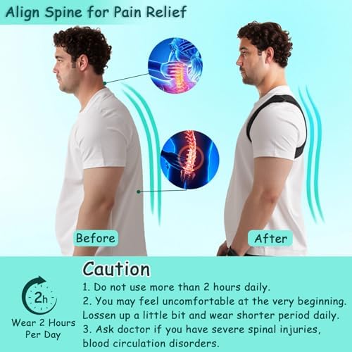 King Mills Plus Size Back Brace, Back Brace Posture Corrector, XL to XXXL