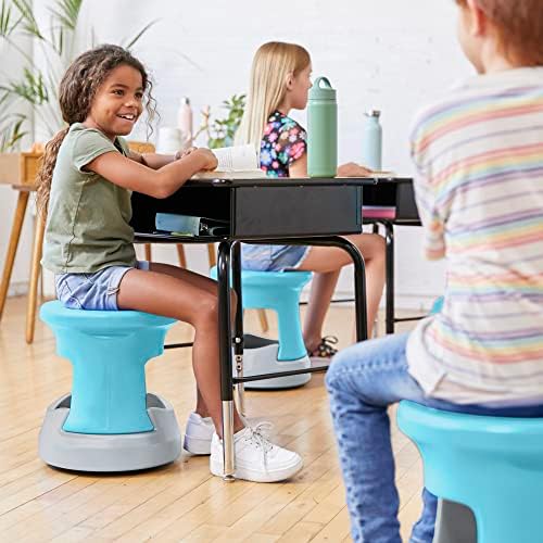 ECR4Kids Active Storage Wobble Stool, 15in Seat Height, Childrens Furniture, Cyan/Light Grey