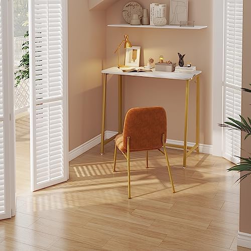 WOHOMO Folding Desk, 31.5" Foldable Computer Table for Small Spaces, Gold