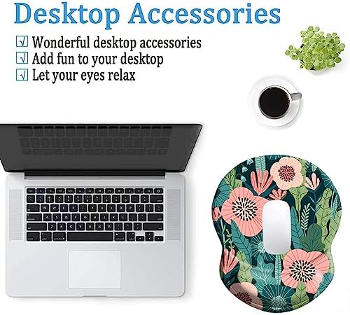 Mouse Pad, Ergonomic Mouse Pad with Wrist Support Pain Relief Comfort Wrist Rest Pad with Non-Slip PU Base for Gaming, Home, Office & Travel, Floral Abstract