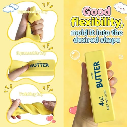 QHPOQU 2 Packs Slow Rising Squishy Butter Squeeze Toys Pack Sensory Stress Relief Squishies Soft & Stretchy Fidget Toys for Anxiety Relief Party Favors Squishy Butter