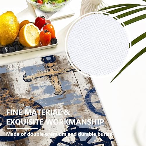 Seafaring Maritime Elements Linen Placemats, Ocean Inspired Coastal Vibes Table Mats for Table Washable Heat Insulation Thick Dining Mat, Indoor/Outdoor 12X18 in 6 Pcs