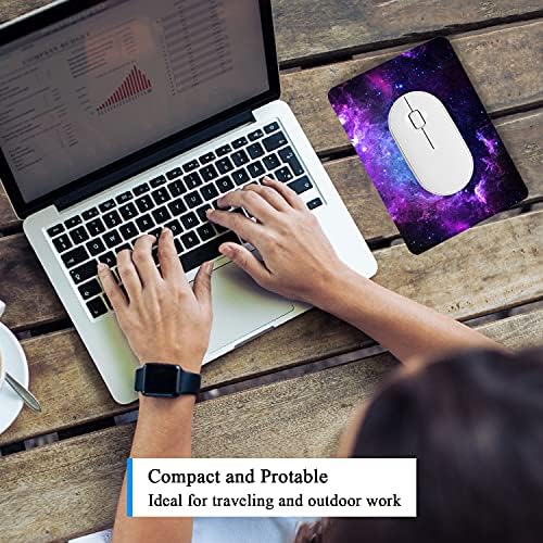 Atufseat Small Mouse Pad, Mini Mouse Pad 6 x 8 Inch, Thick Rubber Waterproof Mouse Mat, Cute Mousepad for Men Kids Wireless Mouse Mini Laptops Keyboard Tray Home Office Travel, Blue Purple Galaxy