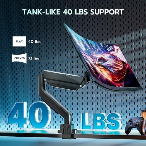 Heavy Duty Single Monitor Mount for 13"-49" Curved Screens with USB, Black