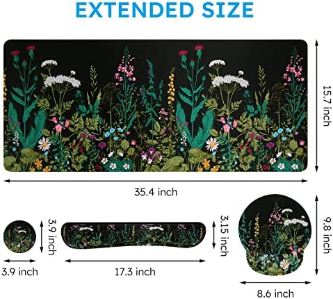 iCasso Floral 4in1 Writing Pad, 35.4"x15.7" Work Mat for Workspace