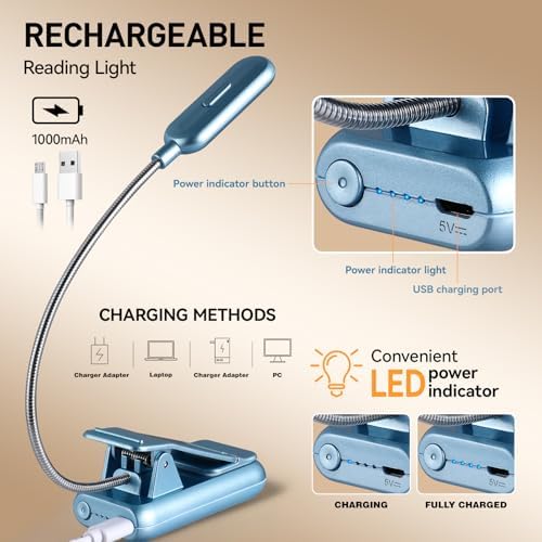 VAVOFO Rechargeable Reading Light, Clip on Book Light for Reading in Bed