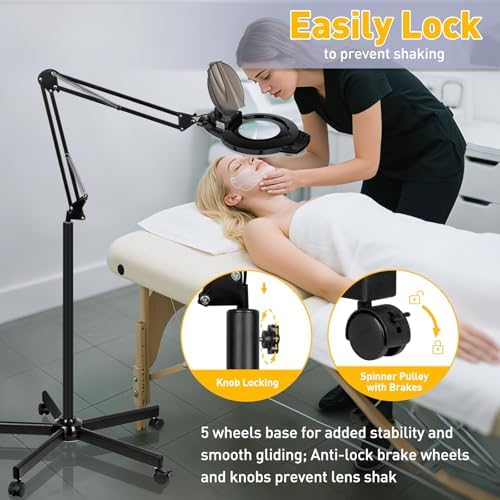 2200 Lumens Mag Lamp for Estheticians, 2-in-1 Magnifier Floor Light