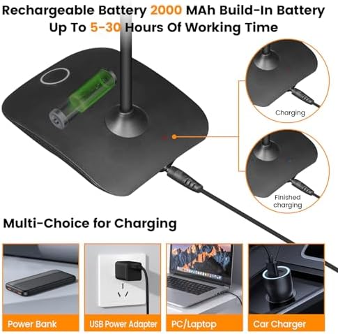 Portable Battery Powered Desk Lamp Small Rechargeable LED Table Light