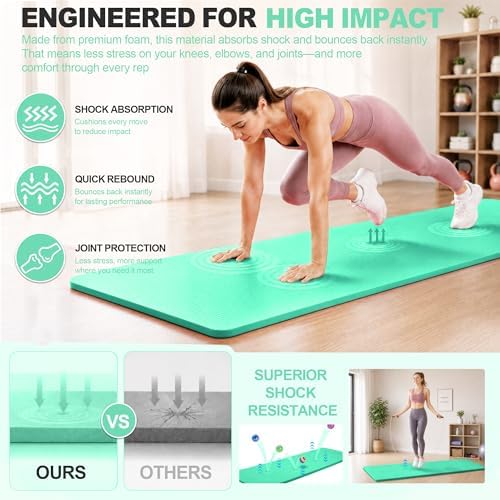 HULKFIT High Density Non Slip Yoga Mat, Extra Thick Exercise Mat with Carrying Strap, for Pilates, Fitness, Home Gym & Floor Workouts - Multiple Thickness & Multiple Color