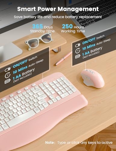 SABLUTE Wireless Keyboard and Mouse Combo with Ergonomic Wave Key