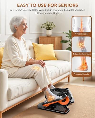 DamKee Under Desk Oval Exercise Machine Electric Oval Leg Exerciser Seen on TV 12 Speed Foot Exerciser for Seniors Portable Mini Seat Pedal Exerciser for Home Office