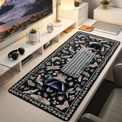 iCasso Black Large Mouse Pad, Desk Matt for Desktop, Insects