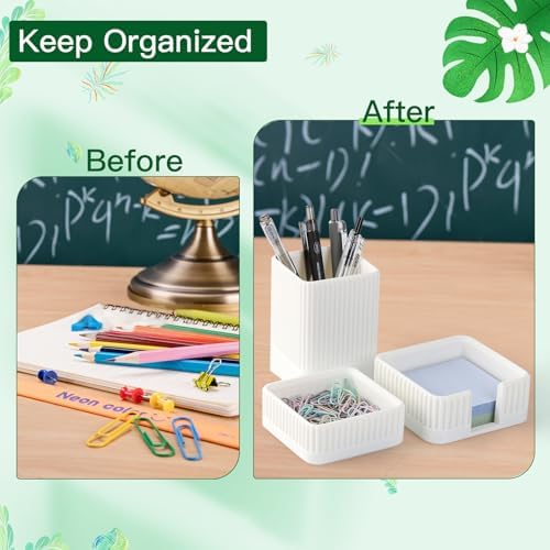Aesthetic Desk Organizer Set,3-Piece Sturdy Plastic Office Accessories