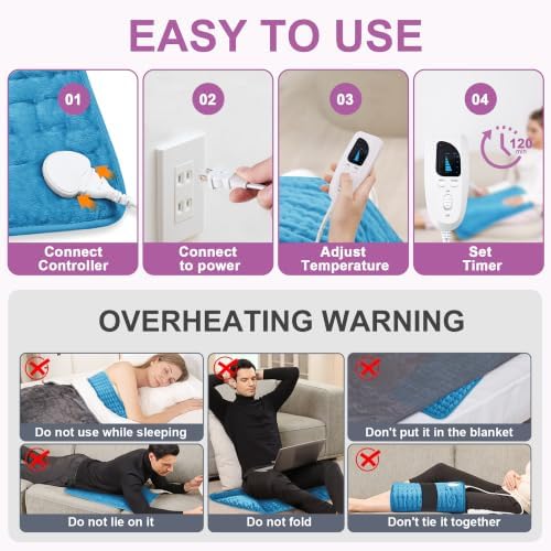 Heating Pad,Electric Heating Pads,Heating Pad for Back,Blue,24x20 Inch
