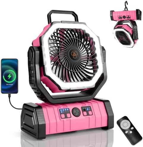 Odoland 30000mAh Camping Fan with LED Lantern, Rechargeable Battery Fan