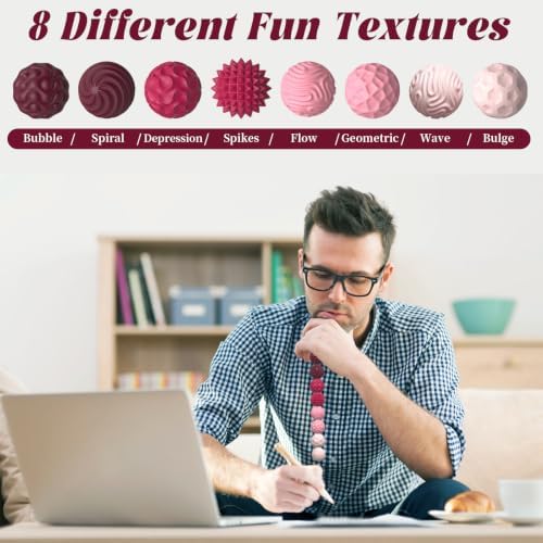 Silicone Magnetic Balls, Fidget Toys for Adults & Teens, 6PCS Stress Balls Sensory Toy, Quiet Magnet Desk Fidgets with Textured, ADHD Anxiety Relief Items, Fun Stocking Suffers Gifts (Red(8-Pack))