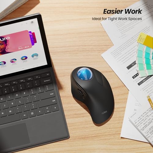 Nulea M505A Wireless Trackball Mouse Ergonomic 44mm Index Finger Control