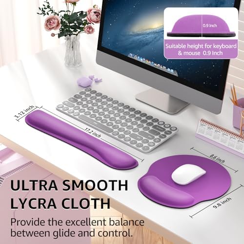 KTRIO Keyboard Wrist Rest & Mouse Pad with Wrist Rest, Violet Purple
