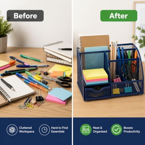 Exerz Desk Organizer/Mesh Desk Tidy/Pen Holder/Multifunctional Organizer EX348