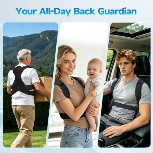 Breathable Back Brace Posture Corrector, Comfortable Adjustable Shoulder Support for Men Women, Pain-Free Underarm Design for Hunchback & Scoliosis Relief, Lumbar Spine Straightener,Invisible Under Clothes