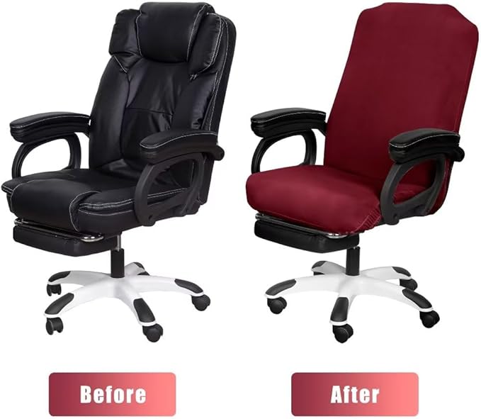 SARAFLORA 2 Pack Office Chair Cover, Stretchable Desk Chair Cover Removable Computer Chair Cover for Office Chair with Zipper Universal Spandex Rotating Chair Cover Anti-dust Chair Slipcover,Burgundy