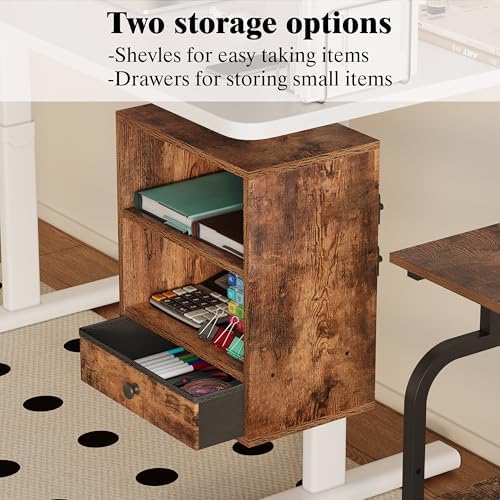 Unionly Clamp-on Under Desk Storage Shelves with Height Adjustable & Drawer
