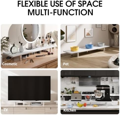Fenge 39.4” Dual Monitor Stand with Height Adjustable Legs, White