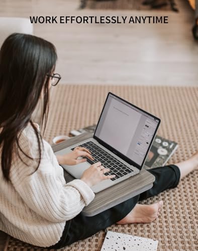 ZEAPTAC Portable Lap Laptop Desk with Pillow Cushion, Fits up to 15.6 inch Laptop, Lap Stand for Bed & Couch & Carpet, Book Tablet/Drawing Board/Computer Laptop Stand - Black Wood
