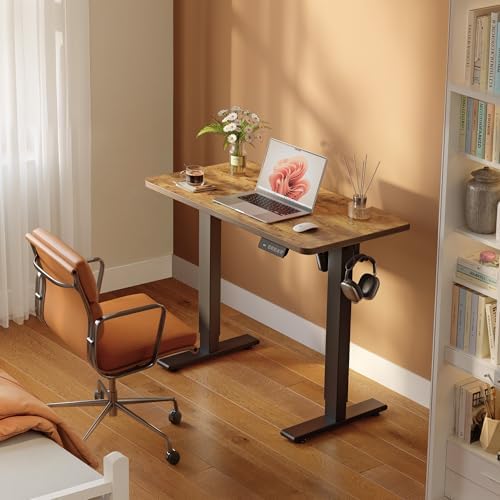 FEZIBO 48" Electric Standing Desk Height Adjustable Desk, Rustic Brown