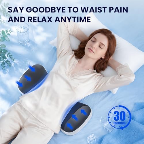 Lumbar Support Pillow for Bed, Memory Foam Pillow for Back Pain Relief, Lower Back Pain Relief Pillow for Sleeping, Adjustable Lumbar Pillow for Sleeping, Bed, Car, Couch (Grey White-Cooling)
