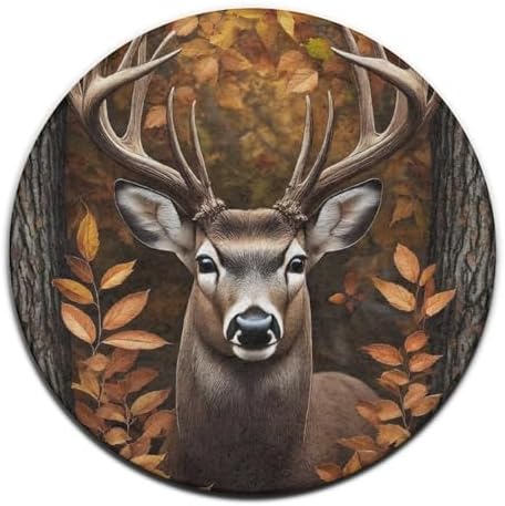 Fashion Round Area Rug Large Non Slip Carpet Unisex Home Decor Mat Fall Leaves Hunting Camo Tree Deer