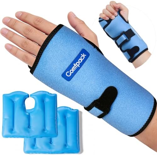 Comfpack Wrist Ice Pack Wrap for Carpal Tunnel Relief with 2 Gel Ice Packs