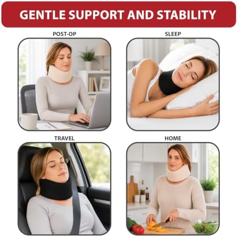 Soft Foam Neck Brace for Neck Pain, Whiplash & Cervical Support, Black, 2"