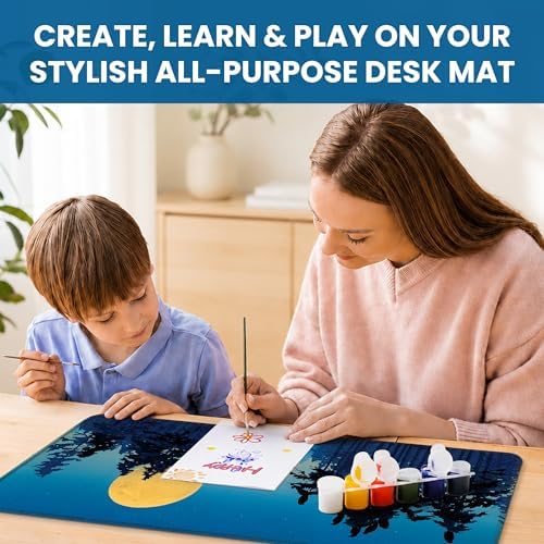 Aesthetic Desk Mat, Cute Moon Birch Desk Pad Protector for Work & Decor, 31.5" x 11.8", Pretty Non-Slip Extended Mouse Pad for Office or Home
