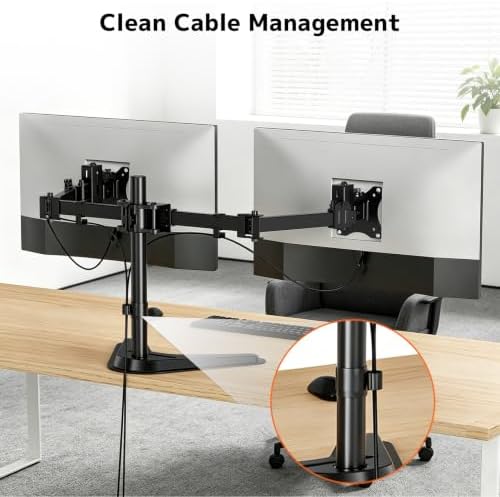Dual Monitor Stand fits 17-40 inch, Free Standing Heavy Duty Monitor Mount