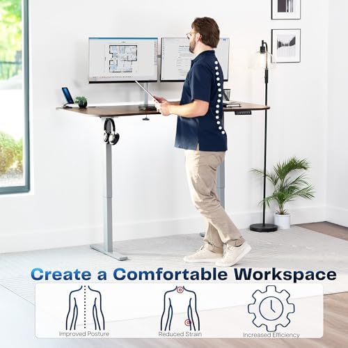 VIVO Rustic Vintage Brown 63 x 32 in Standing Desk, DESK-KIT-1G1N