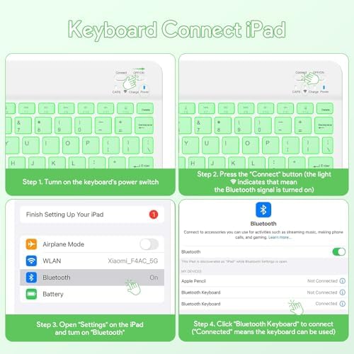 YBING Keyboard Case for iPad 10th Gen 10.9 inch(2022) & 11th Gen(A16, 2025), 7-Color Backlit Detachable Keypad & Rotatable Magnetic Case with Pencil Holder (Green)